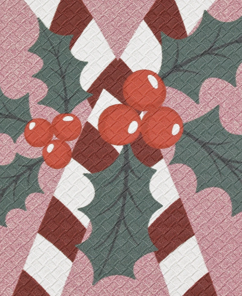 Laura Ashley Candy Cane Non-Slip 2-Piece Kitchen Mat