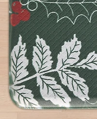 Laura Ashley Christmas Holly Leaves Non-Slip 2-Piece Kitchen Mat