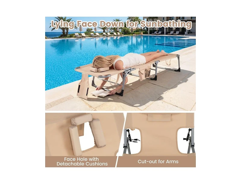 Boyel Living Tanning Chair with Face Arm Holes Folding Chair
