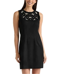 Ellen Tracy Women's Party/Cocktail Rhinestone-Embellished Sleeveless Faux Suede Dress