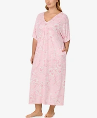 Ellen Tracy Plus V-Neck Long Jersey-Knit Tunic Nightgown