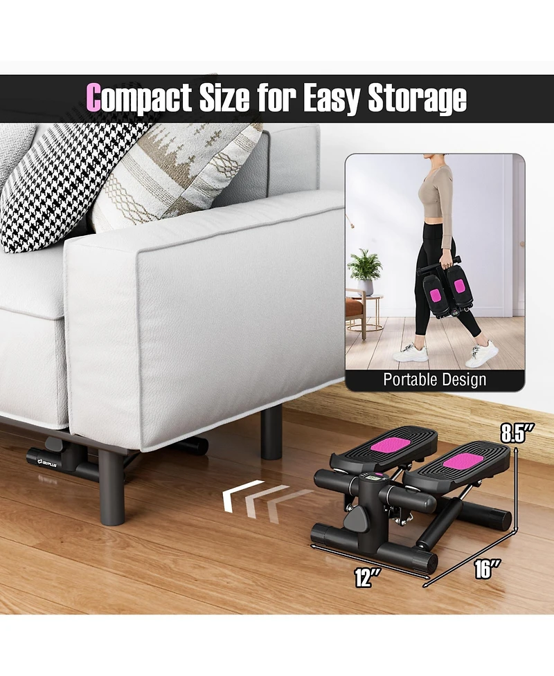 Glintex Mini Stepper with 2 Resistance Bands, Holds 220 lbs
