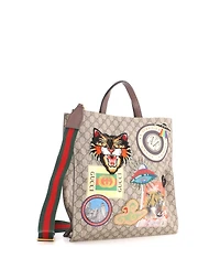 Pre-Owned Gucci North South Courrier Convertible Soft Open Tote Gg Coated Canvas with Applique