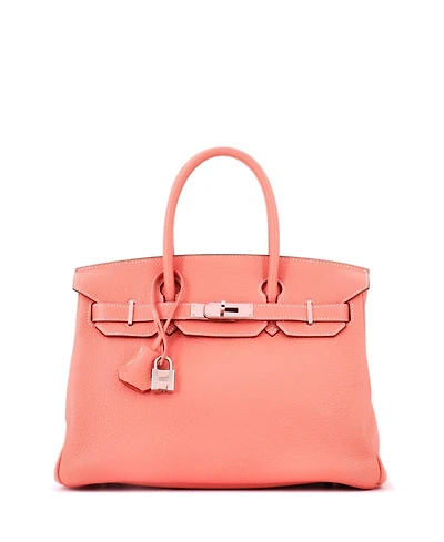 Pre-Owned Hermes Birkin 30 Handbag Pink Clemence with Palladium Hardware