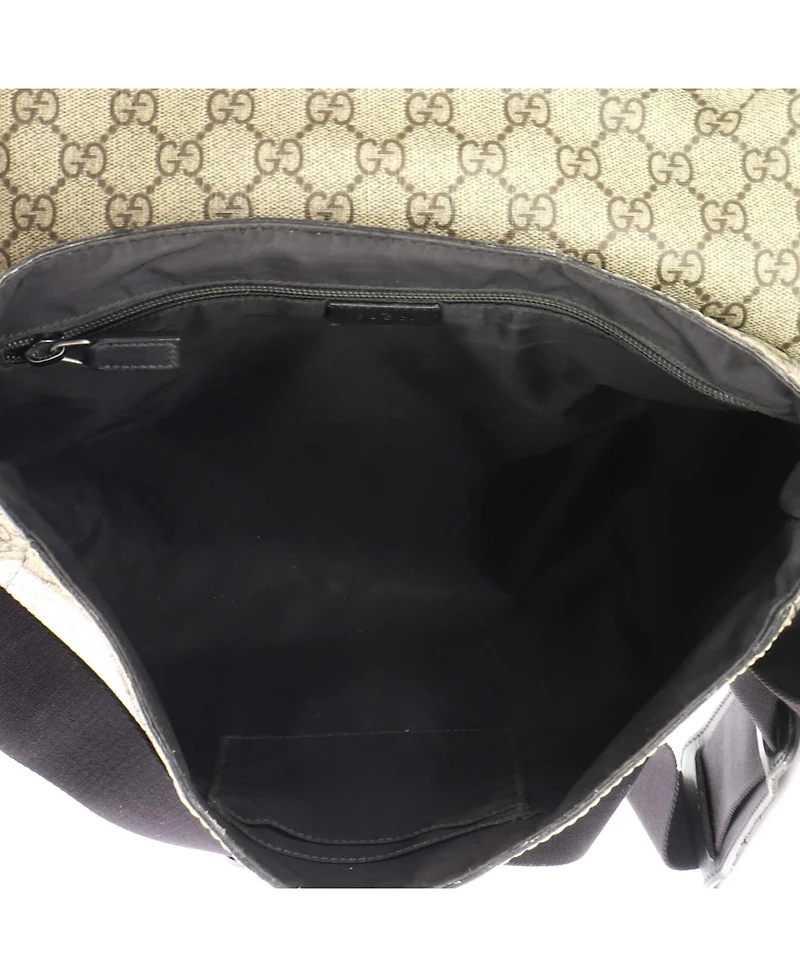 Pre-Owned Gucci Medium Web Flap Messenger Bag Gg Coated Canvas