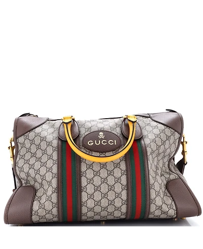 Pre-Owned Gucci Medium Neo Vintage Web Duffle Bag Gg Coated Canvas