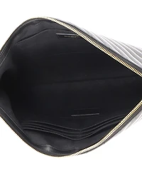 Pre-Owned Saint Laurent Large Classic Monogram Wristlet Pouch Matelasse Chevron Leather