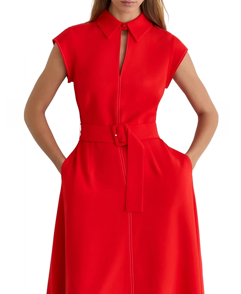 Reiss Women's Sloane Collared Belted Midi Dress
