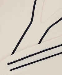 Reiss Women's Mila Wool-Blend V-Neck Stripe-Detail Jumper with Cashmere