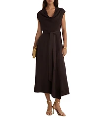 Reiss Women's Justine Cowl-Neck Tie-Waist Handkerchief-Hem Midi Dress