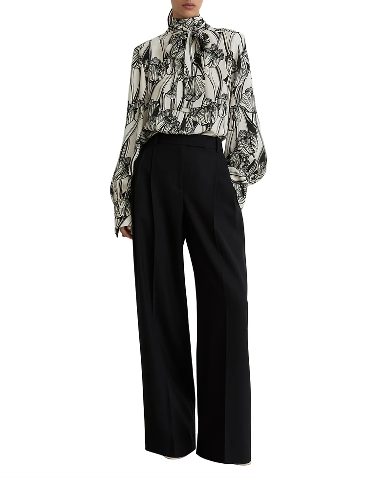 Reiss Women's Kennedy Floral-Print Tie-Neck Blouse