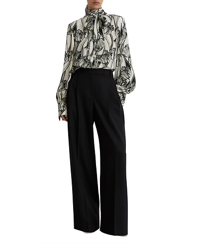 Reiss Women's Kennedy Floral-Print Tie-Neck Blouse