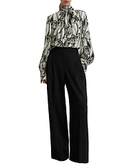 Reiss Women's Kennedy Floral-Print Tie-Neck Blouse