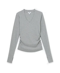 Reiss Women's Sandrine Cotton-Stretch V-Neck Ruched Top