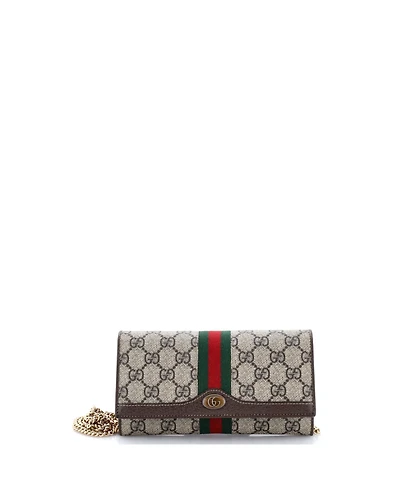 Pre-Owned Gucci Ophidia Chain Wallet Gg Coated Canvas