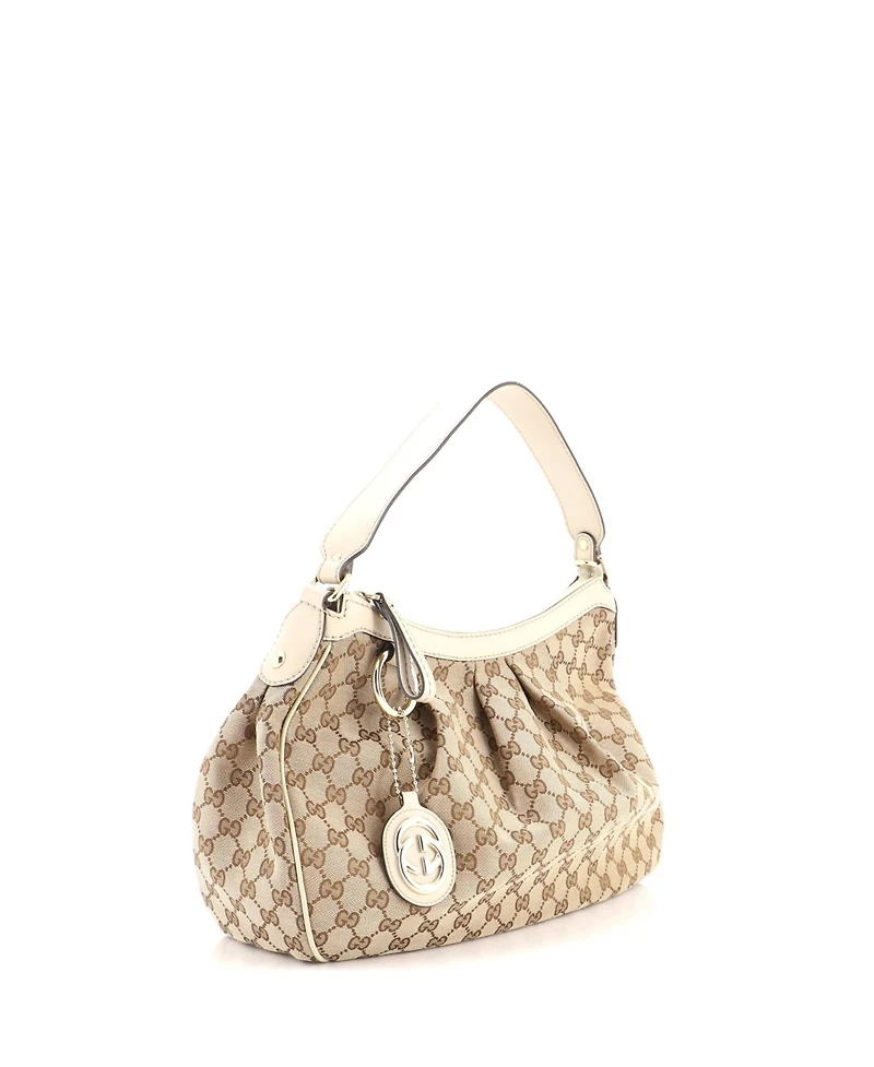 Pre-Owned Gucci Medium Sukey Hobo Gg Canvas with Leather