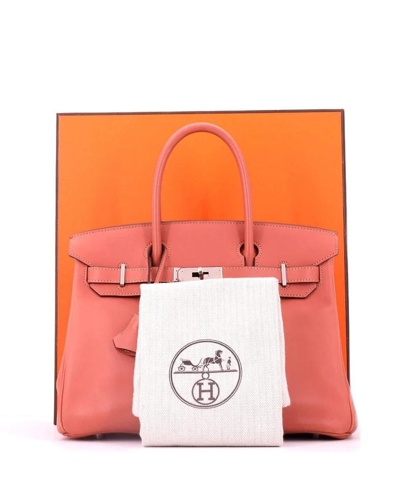 Pre-Owned Hermes Birkin 30 Handbag Pink Swift with Palladium Hardware