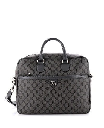 Pre-Owned Gucci Medium Ophidia Zip Around Pocket Briefcase Gg Coated Canvas