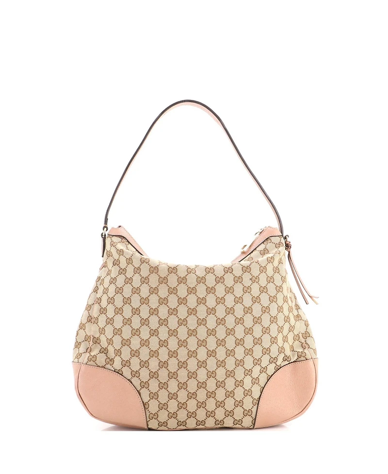 Pre-Owned Gucci Large Bree Hobo Gg Canvas with Leather