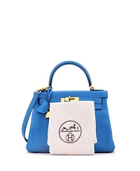 Pre-Owned Hermes Kelly 28 Handbag Blue Togo with Gold Hardware