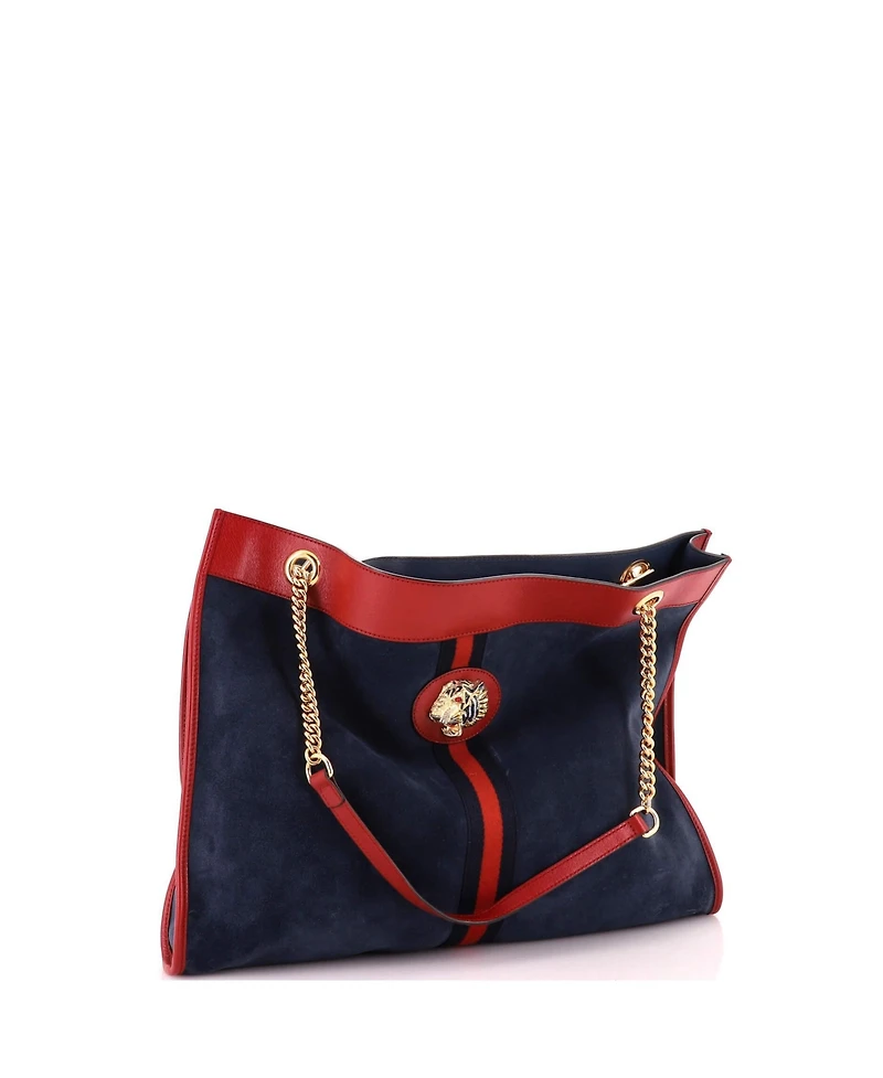 Pre-Owned Gucci Large Rajah Chain Tote Suede