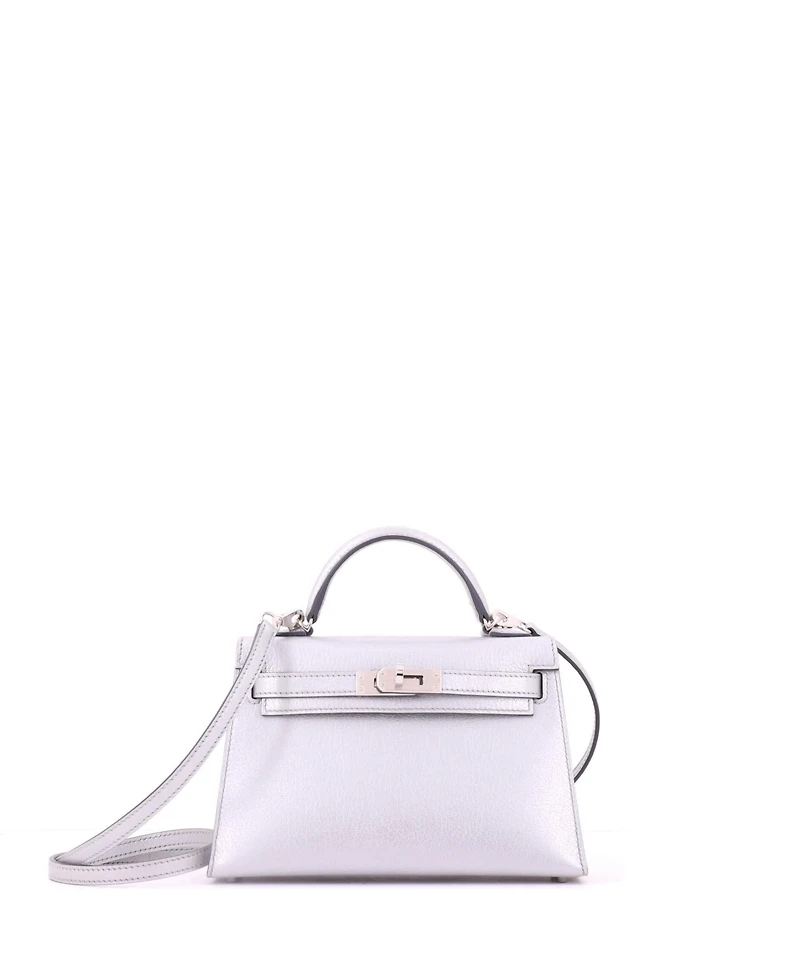 Pre-Owned Hermes Kelly 20 Handbag Metallic Chevre Chamkilight with Palladium Hardware