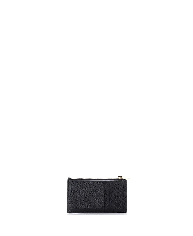 Pre-Owned Saint Laurent Monogram Fragments Zip Card Holder Matelasse Chevron Leather