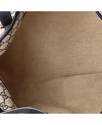 Pre-Owned Gucci Medium Plus Tote Gg Coated Canvas with Leather