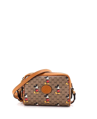 Pre-Owned Gucci Mini Disney Mickey Mouse Shoulder Bag Printed Gg Coated Canvas