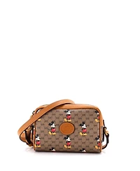 Pre-Owned Gucci Mini Disney Mickey Mouse Shoulder Bag Printed Gg Coated Canvas