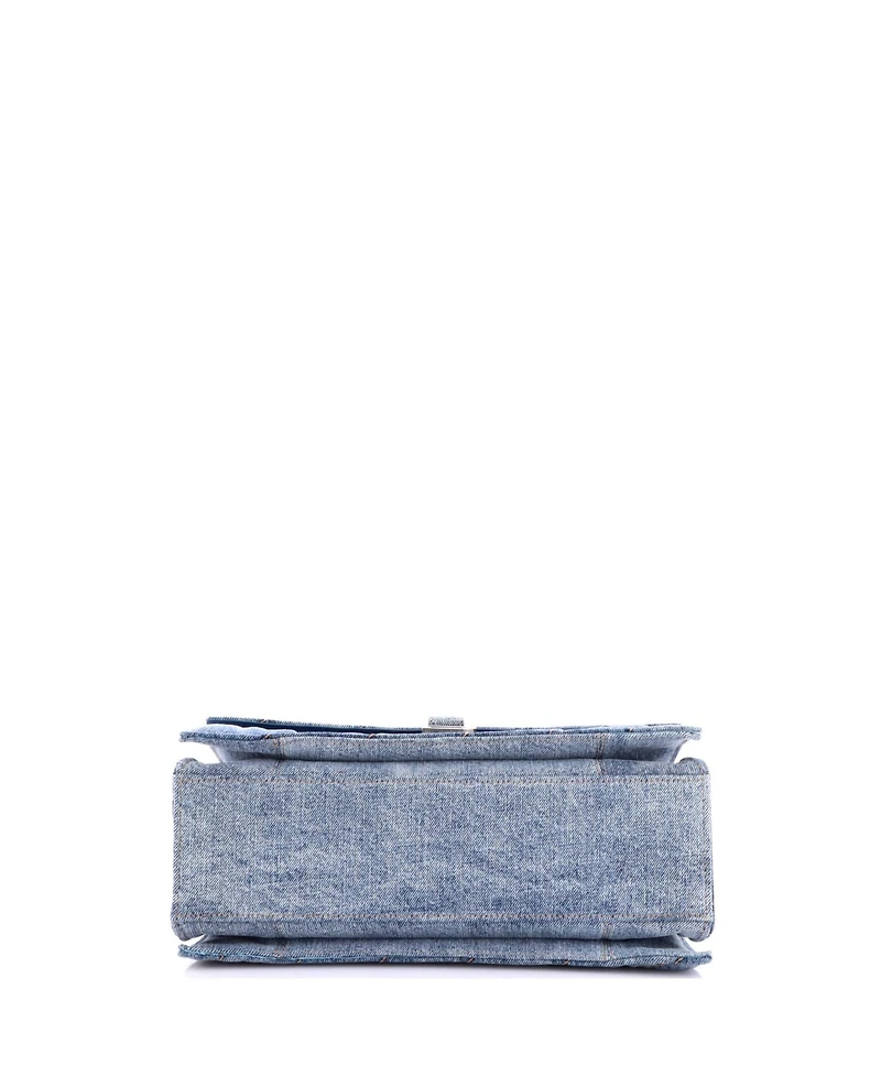 Pre-Owned Balenciaga Medium Crush Chain Flap Bag Quilted Denim