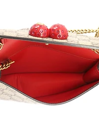 Pre-Owned Gucci Mini Cherries Wallet on Chain Gg Coated Canvas