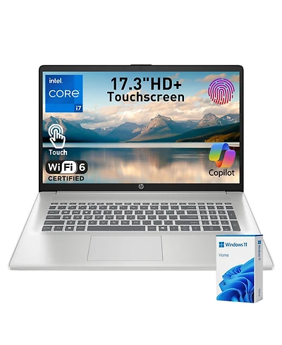 Hp Essential 17.3" Hd+ Touchscreen Laptop, Intel Core i7-1355U, Intel Uhd Graphics, 16GB Ram, 1TB Ssd, Wi-Fi 6, Windows 11 Home, Silver