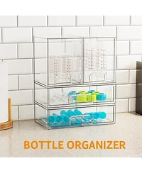 SpaceAid Baby Bottle Storage, 4 Pack Stackable Clear Drawer Unit with 2 Medium and 2 Large Bin for Countertop, Cabinet, Vanity and Bathroom