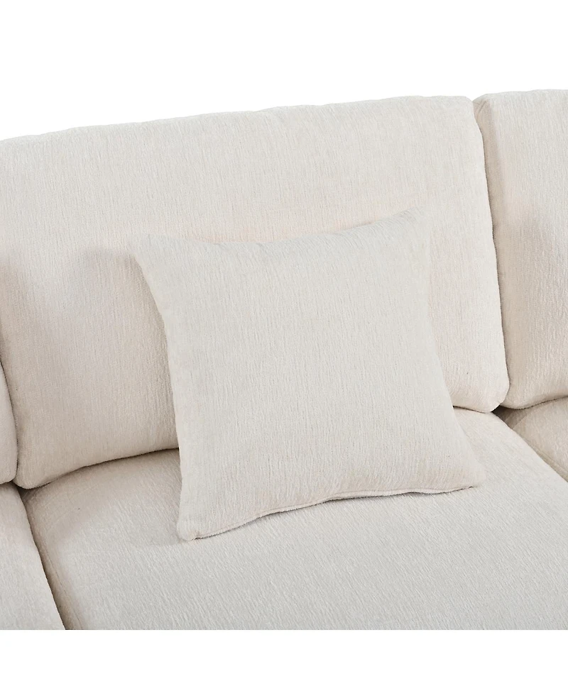 Streamdale Furniture 5-Seater Curved Modular Chenille Sectional Sofa with 4 Pillows