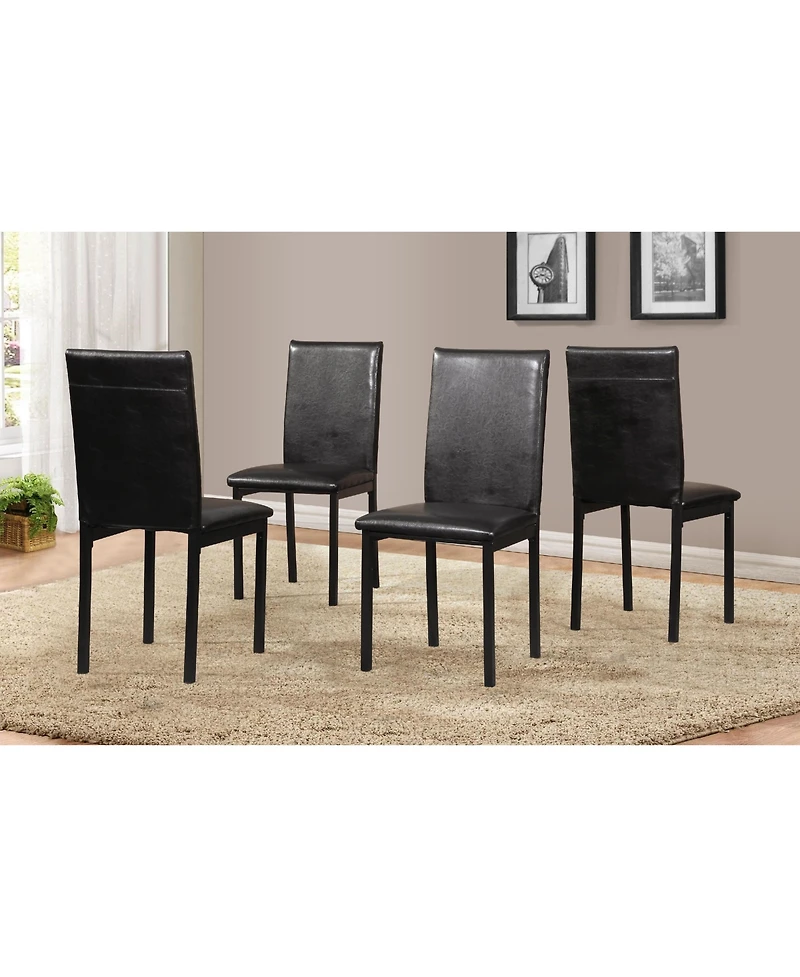Flynama 5-Piece Metal Dining Set, Laminated Faux Marble Top Table and 4 Faux Leather Chairs