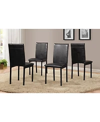 Flynama 5-Piece Metal Dining Set, Laminated Faux Marble Top Table and 4 Faux Leather Chairs