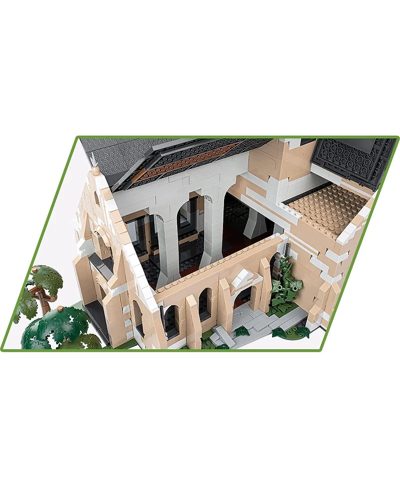 Cobi Historical Collection Sainte-Mere-Eglise Church 2,280-Piece Stained-Glass Building Set, Ages 11+