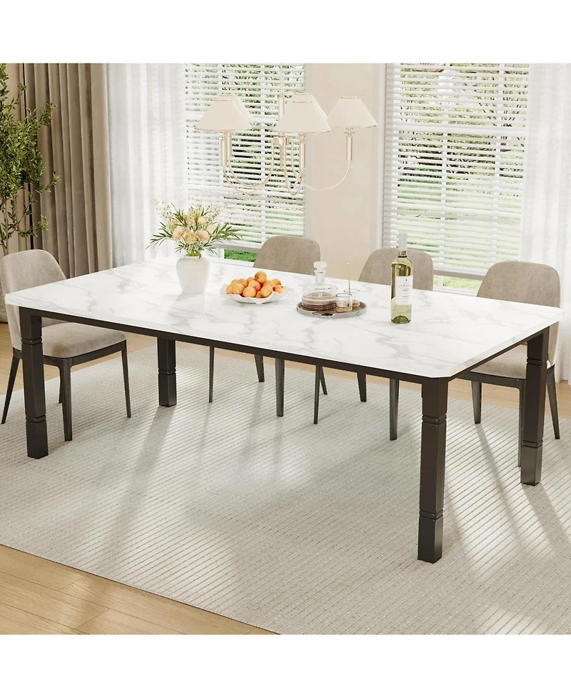 gaomon 71" Dining Table for 6-8, Wooden Kitchen with Sturdy Metal Frame