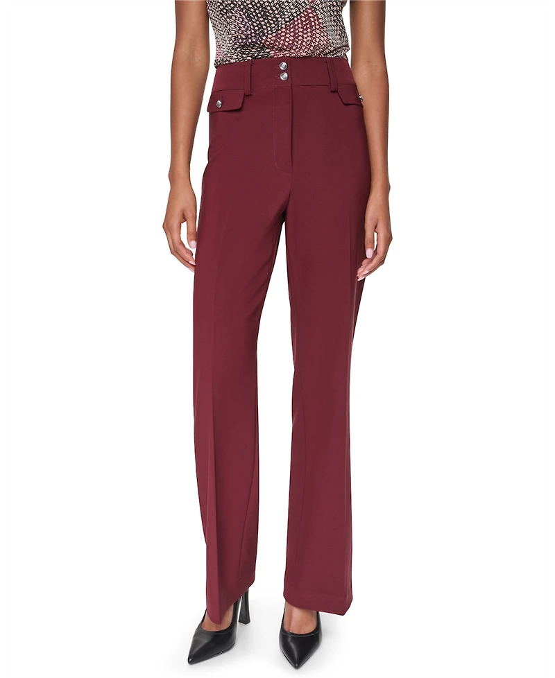 Dkny Petite Tech Tailoring Straight-Leg Mid-Rise Trouser