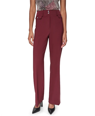 Dkny Petite Tech Tailoring Straight-Leg Mid-Rise Trouser