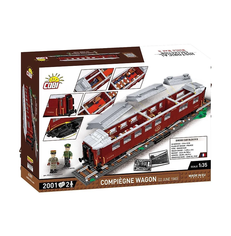 Cobi Historical Collection Wwii Compiegne Wagon 2001-Piece 1:35 Scale Building Set, Ages 11+
