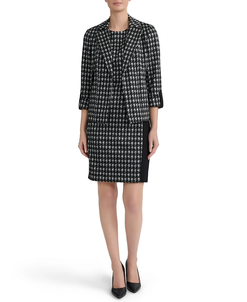 Kasper Women's Houndstooth 3/4-Sleeve Open-Front Blazer