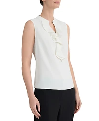 Kasper Women's Ruffled Split-Neck Sleeveless Blouse