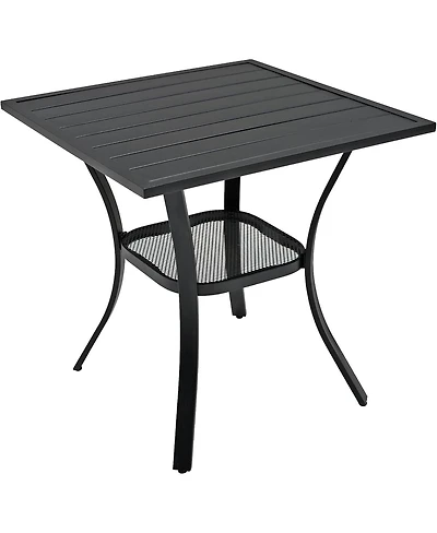 Cushry Round Outdoor Dining Table, 48-inch All-Weather Patio Table with Adjustable Umbrella Hole