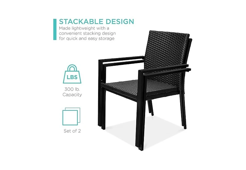 Cushry Set of 2 Stackable Outdoor Wicker Dining Chairs