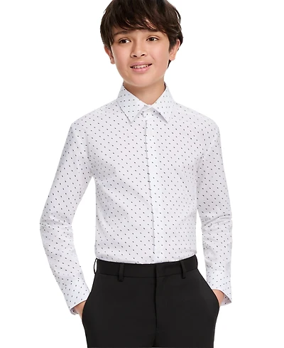 Kenneth Cole Reaction Boys' 4-20 Squares Button-Front Spread-Collar Cotton-Blend Shirt
