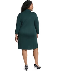 Jessica Howard Plus Knit Button-Front Collared Sweater Dress