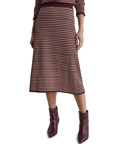 Bcbg Women's High-Waisted Plaid Knit Midi Skirt