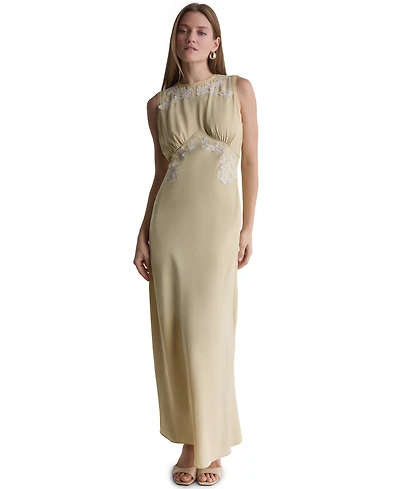 Bcbg Women's Lace-Trim Empire-Waist Crewneck Sleeveless Maxi Dress